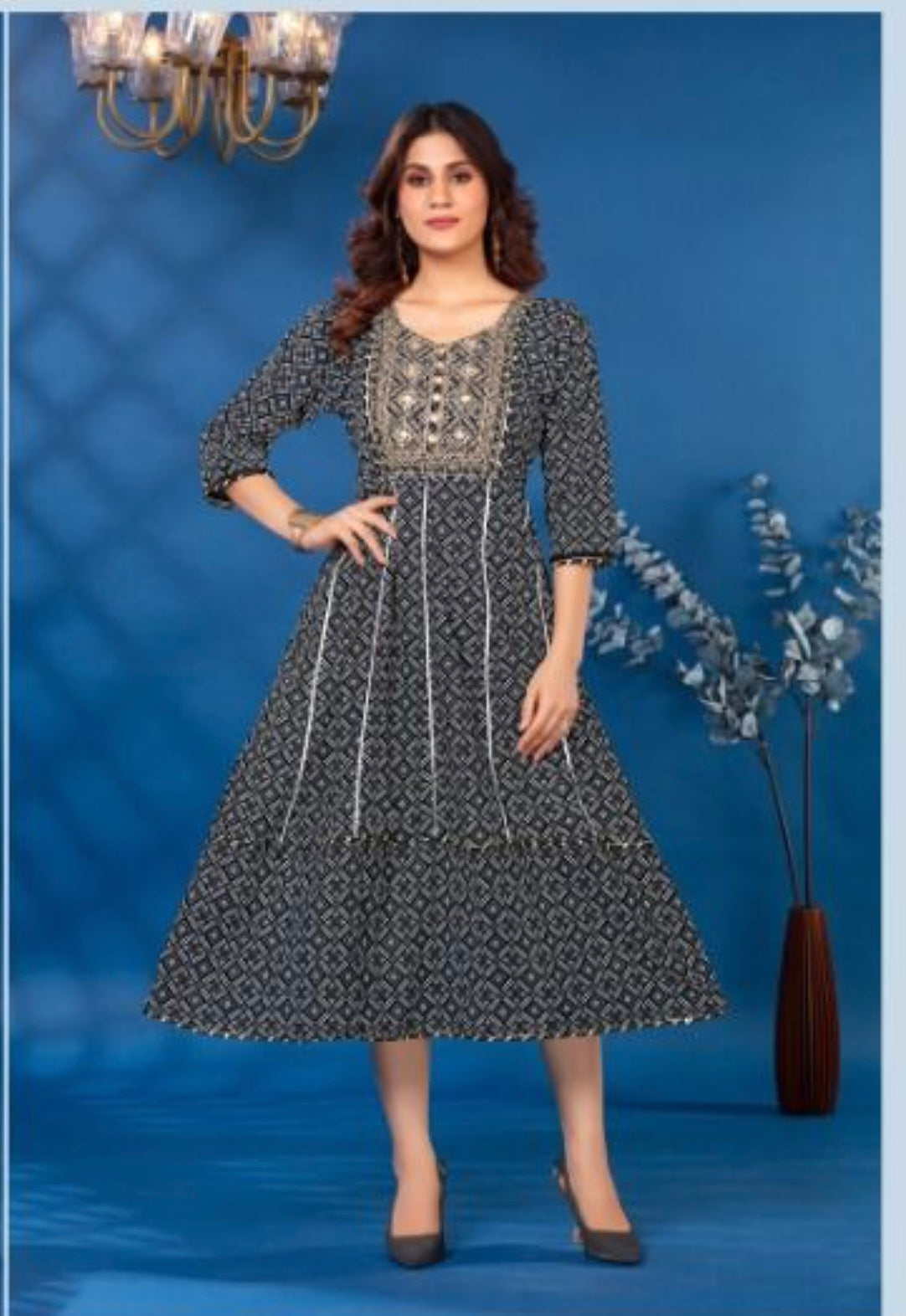 Bandhej Anarkali Kurti