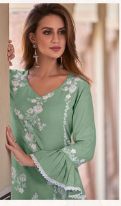 Pastel Green Embroidered Suit