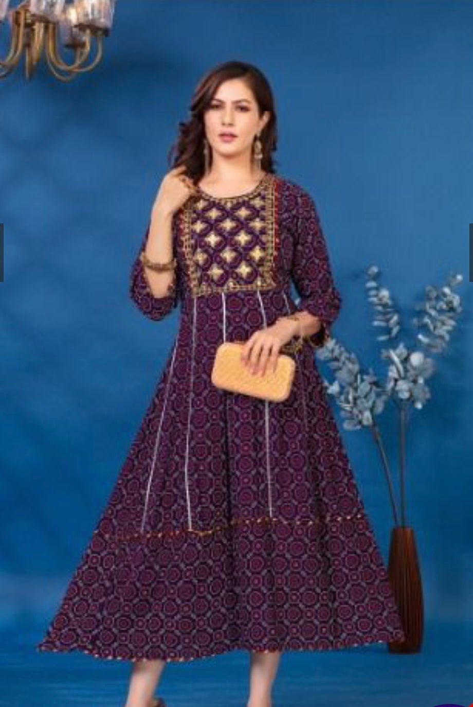 Bandhej Anarkali Kurti