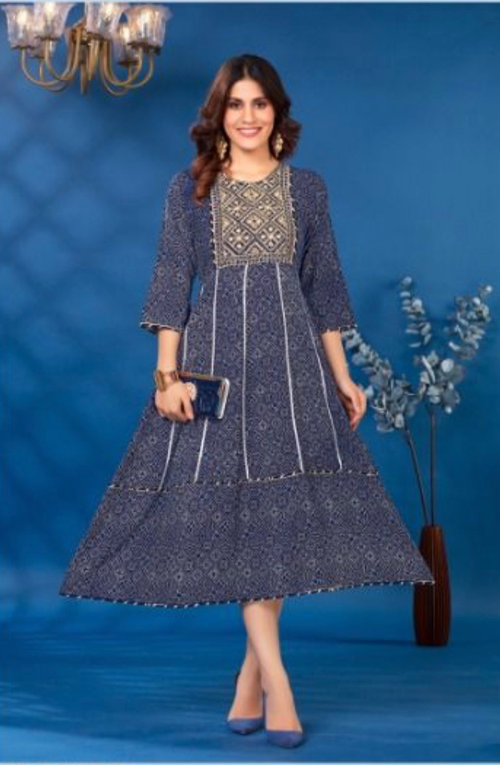 Bandhej Anarkali Kurti