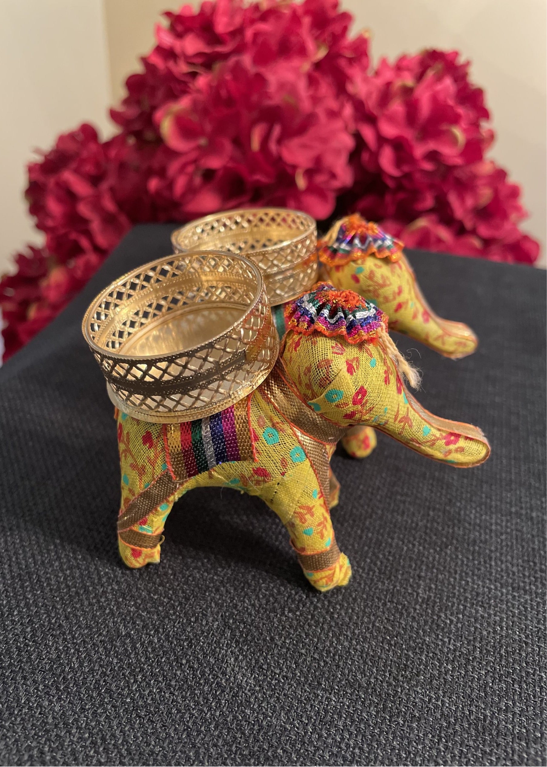 Elephant LED  Candle Holder Set of 2