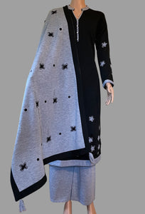 Winter Wear Kurti, Palazzo and Stole Set