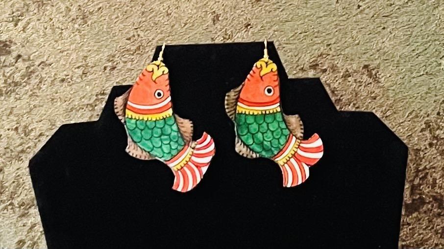 Hand Painted Leather Earrings