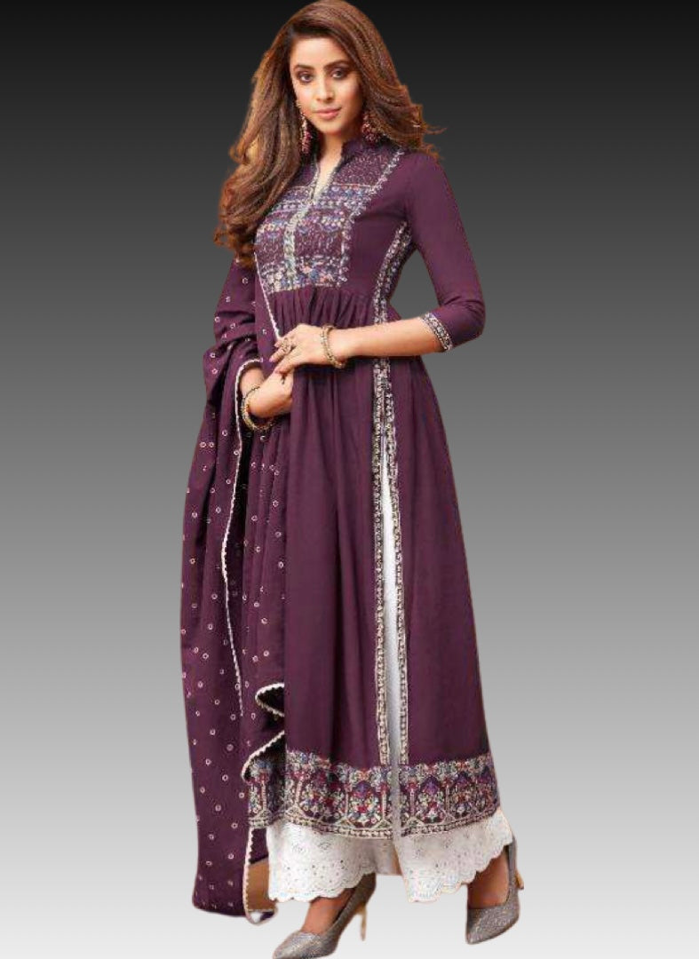 Ethnic Suit with Chikan Kari Plazo