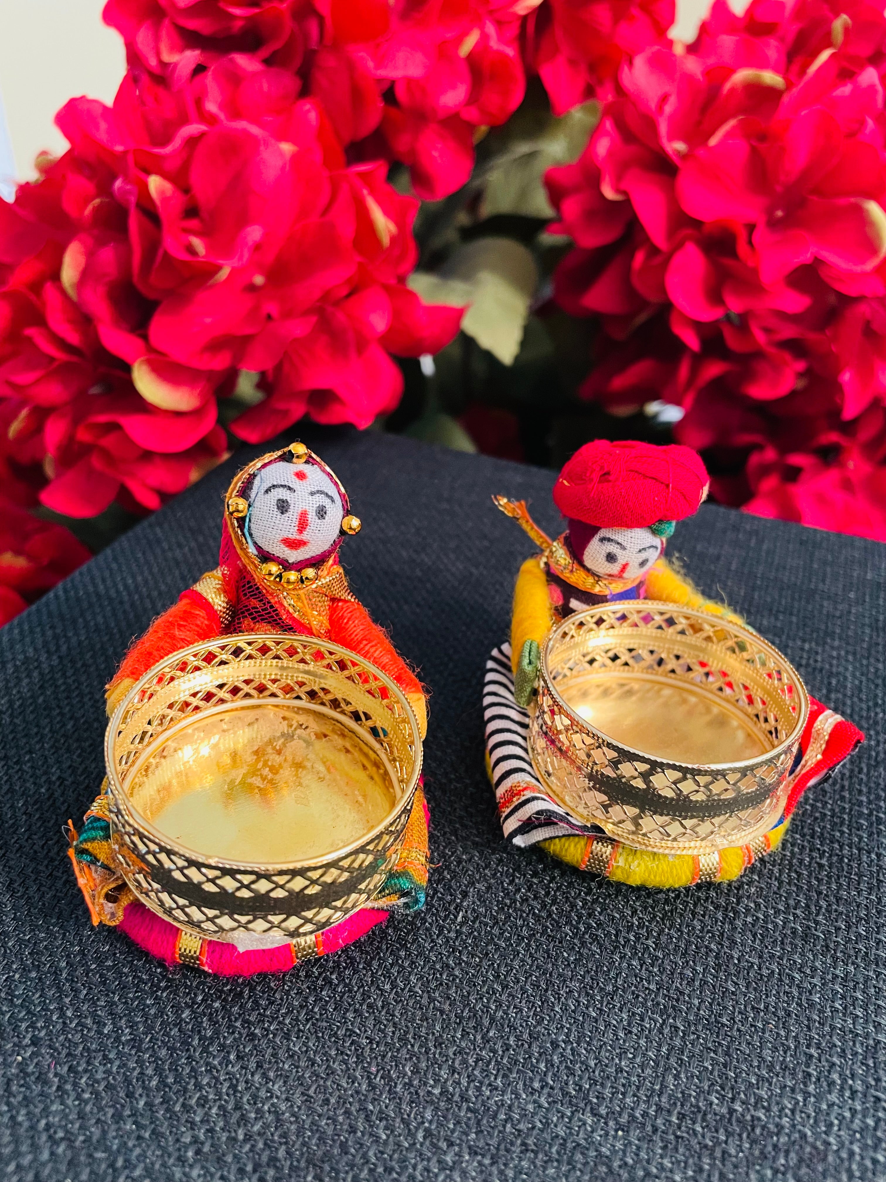 Rajasthani Doll/ Puppet LED Candle Holder Set of 2