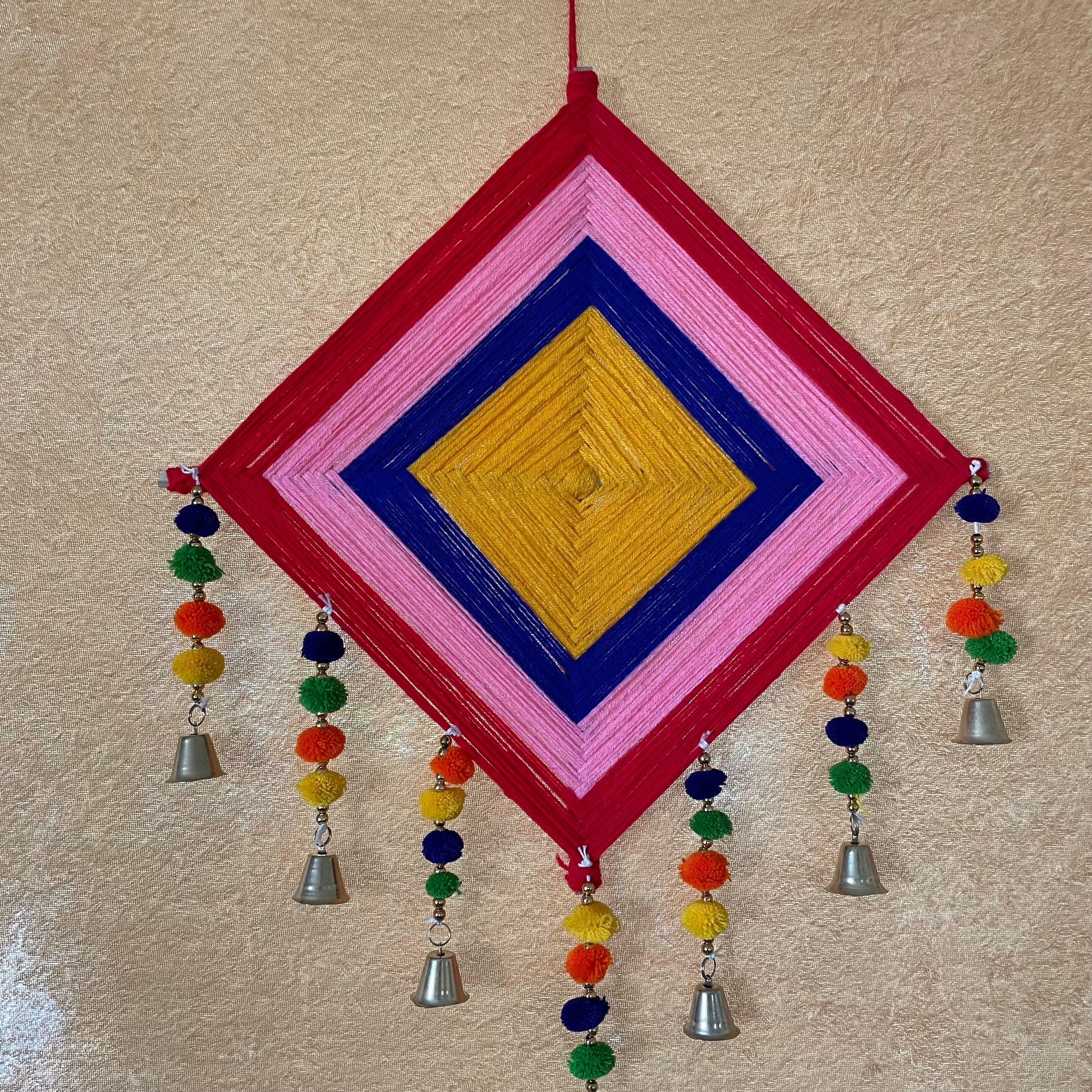 Diamond Shape Kite Hanging With  Pom Pom