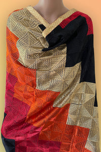 Premium Phulakari Dupatta (Multi Color with Wave Pattern)