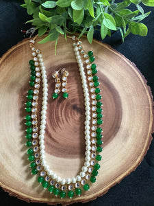 Green Kundan Necklace With Earrings