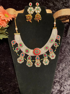 Moti Necklace set with Kundan