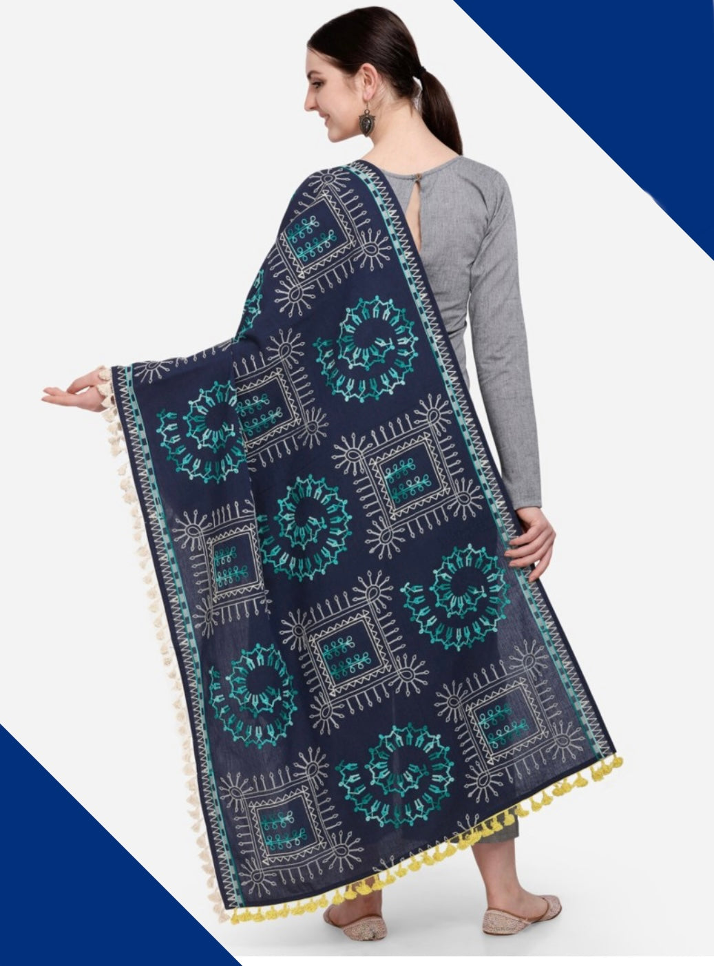 Tribal Art Embroidered Dupatta/ Shawl