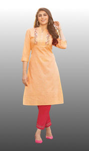 Casual Long Kurti (Peach Color) with Magenta Pant