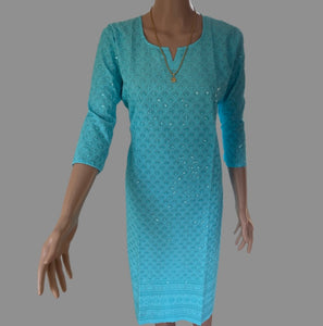 Chikankari Kurti ( Sky Blue)