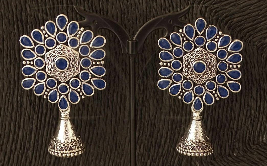 Beautiful Blue Oxidized Earrings