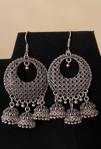 Oxidized Zhumki Earrings