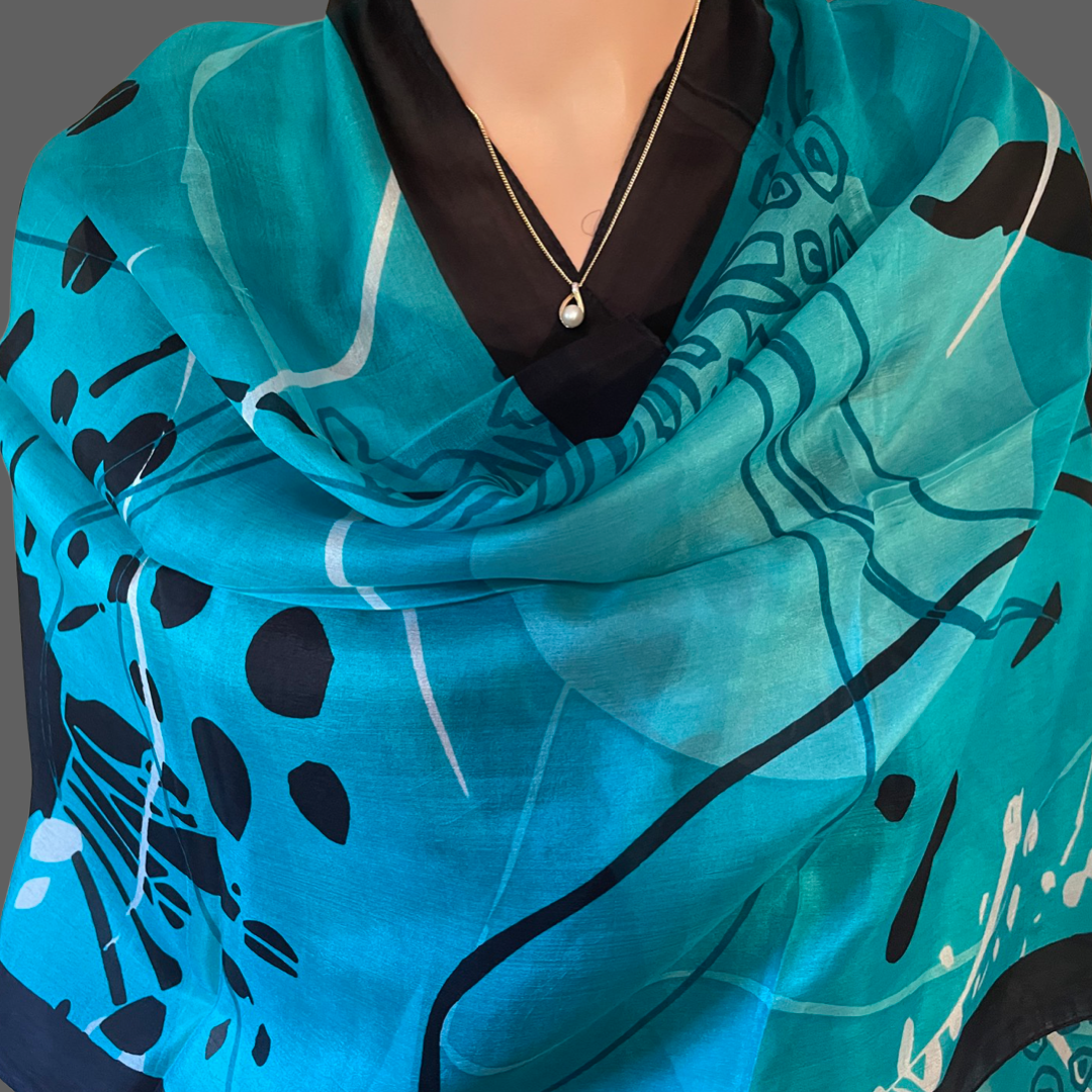 Multi Color Art Silk Scarf (Black Base)