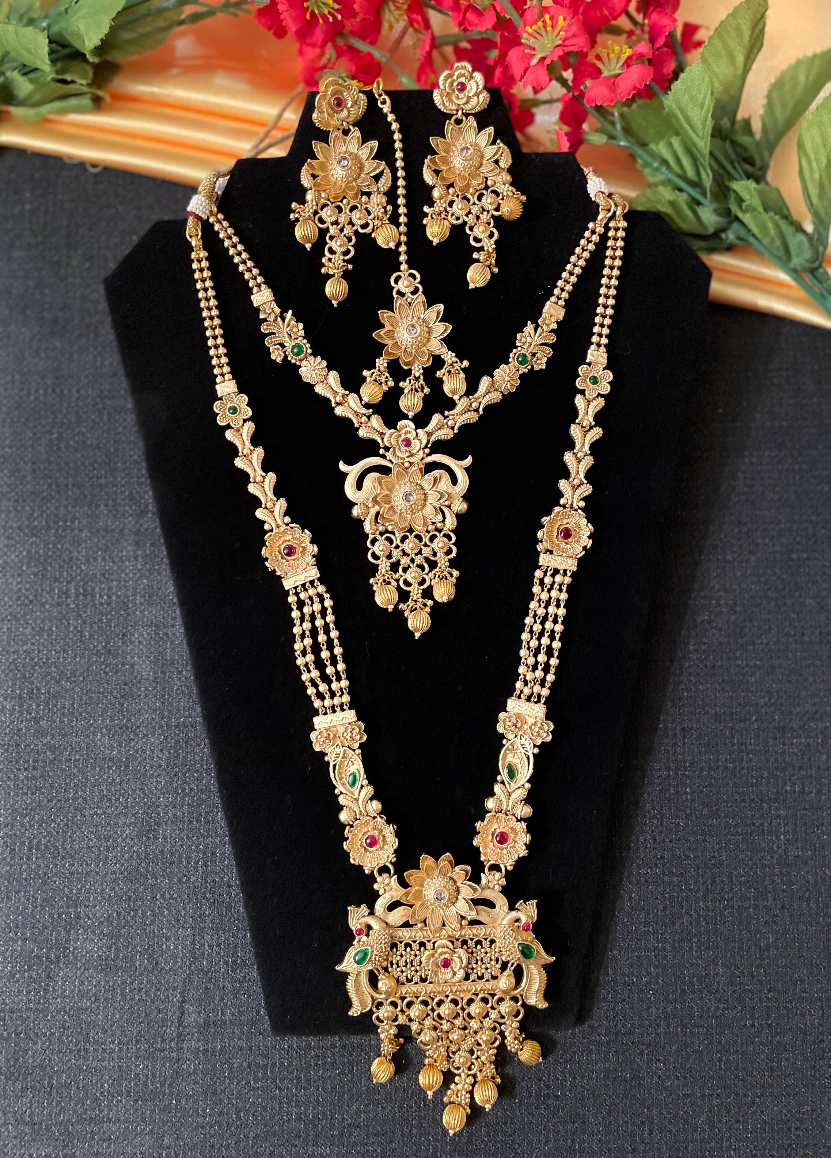 Wedding Set with Necklace, Hasli, Tikka, & Earrings