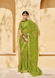 Georgette Green Saree