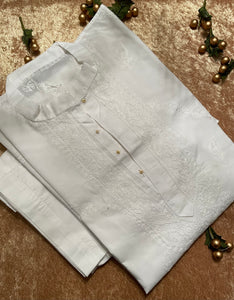 Men’s Lucknowi Chikankari kurta Pajma Set