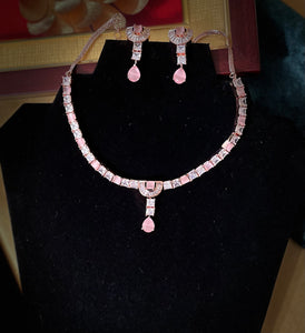 AD Pastel Pink Necklace with Earrings