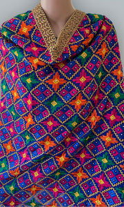 Star Phulakari dupatta (Multi Color with Blue base)