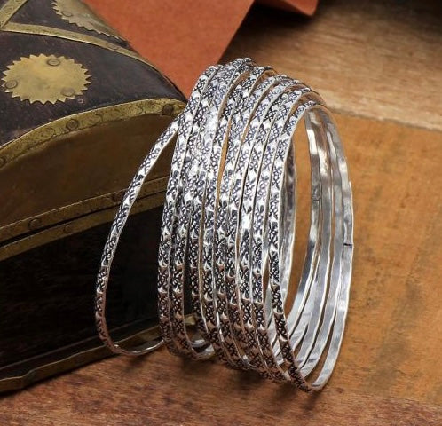 Silver Color Oxridized Bangle  set