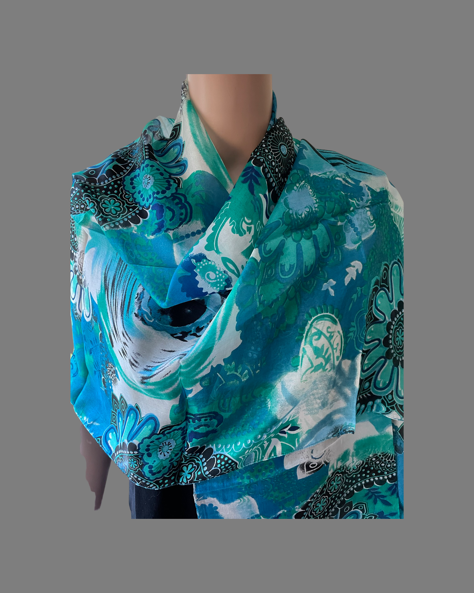 Multi Color Art Silk Scarf (Teal)