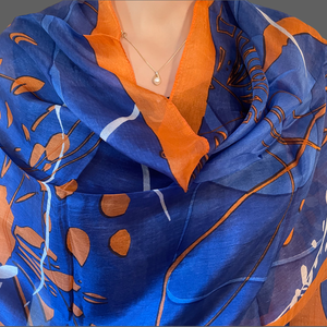 Multi Color Art Silk Scarfs (Orange Base)