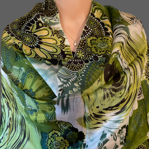 Multi Color Art Silk Scarfs (Green Base)