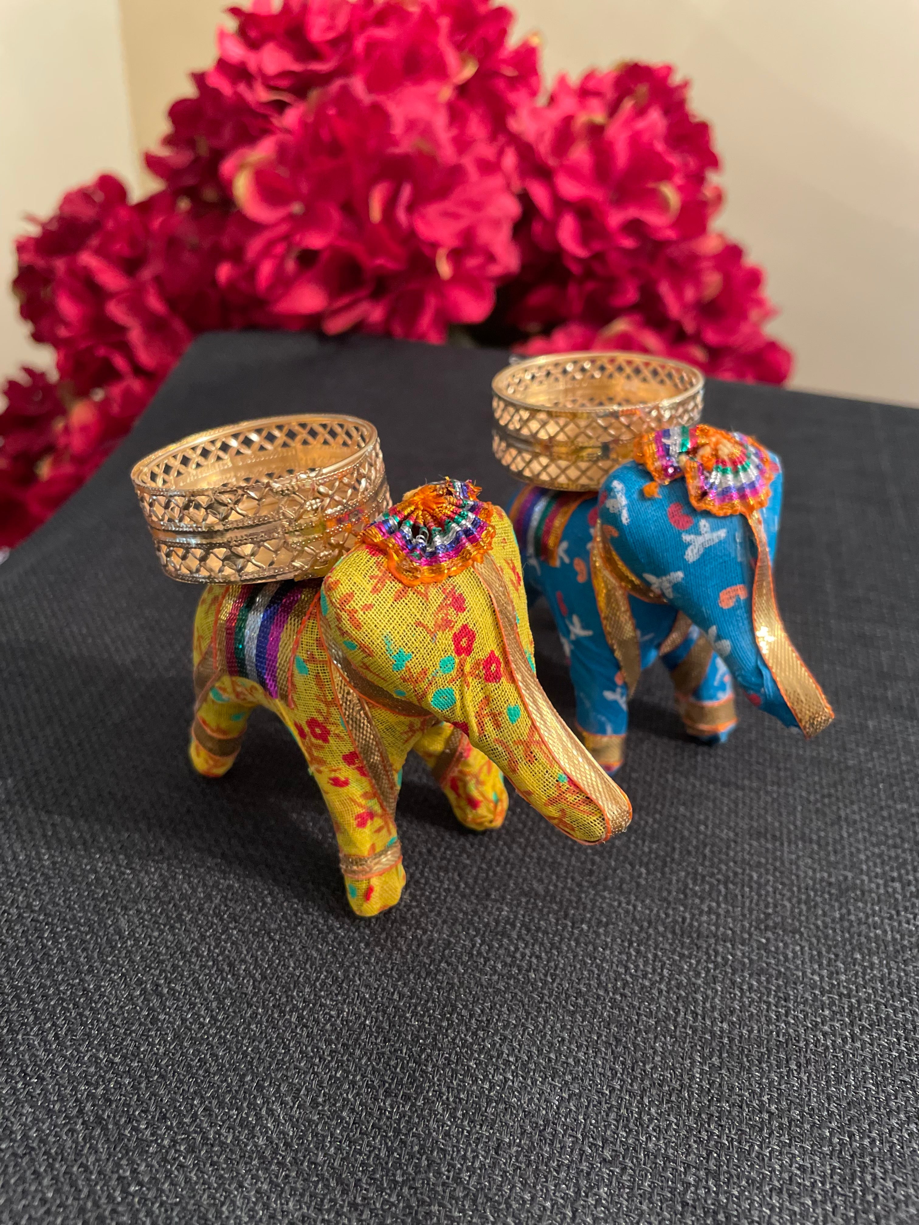 Elephant LED Candle Holder Set of 2