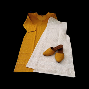 Chikankari Suit with Plazo and Jutti