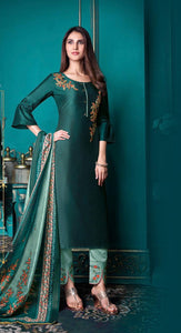 Elegant Dark Green Color Designer Kurti With Pant and Dupatta For Casual and Ethnic Wear