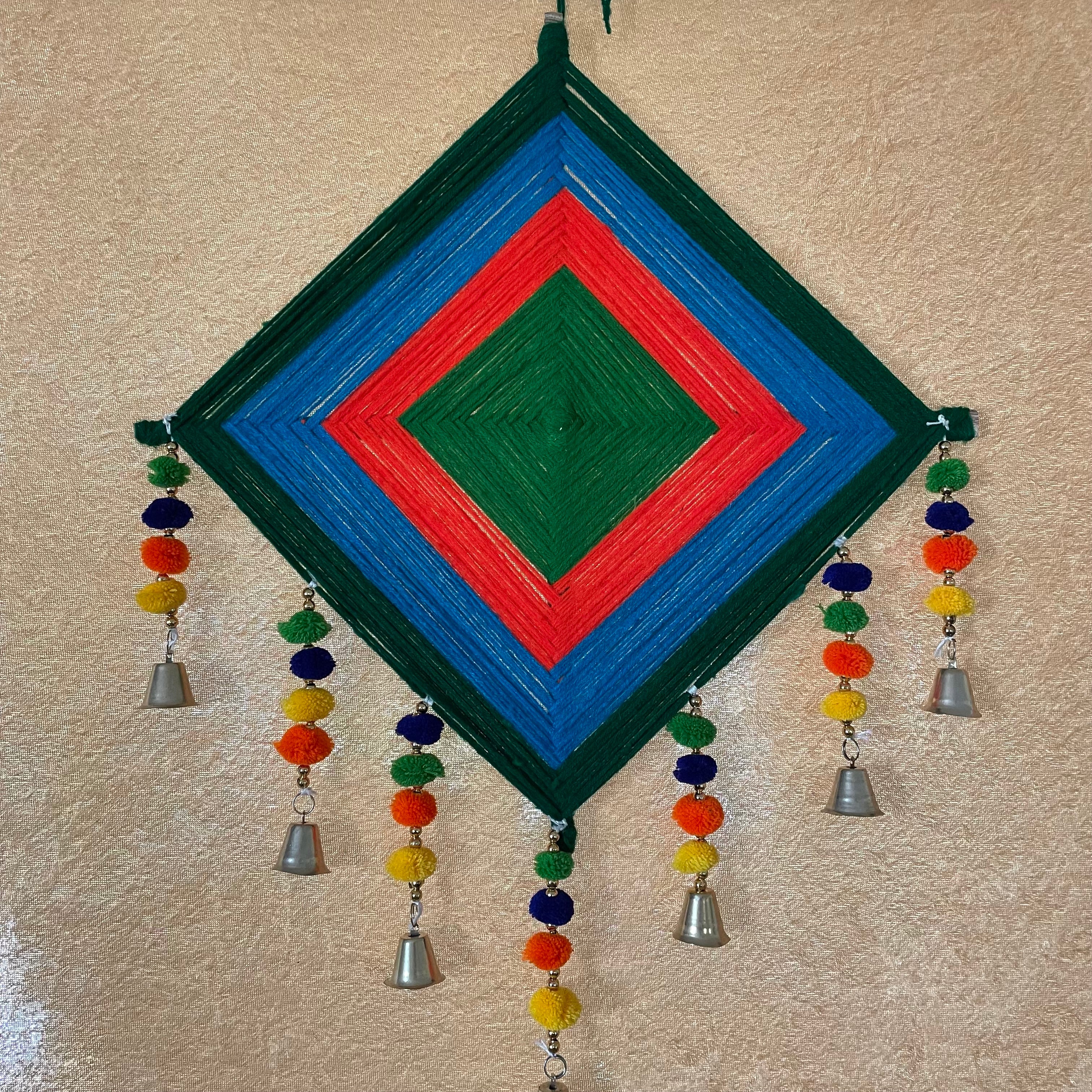 Diamond Shape Kite Hanging With  Pom Pom