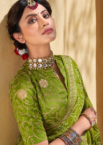 Georgette Green Saree