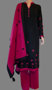 Winter Wear Kurti,Palazzo and Stole Set