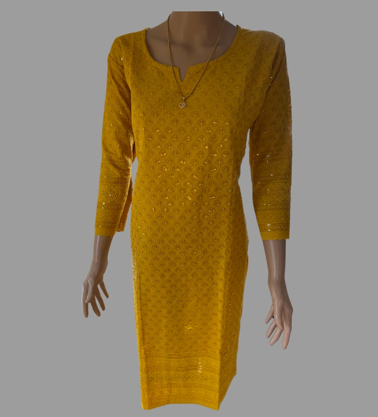 Chikankari Kurti ( Yellow)