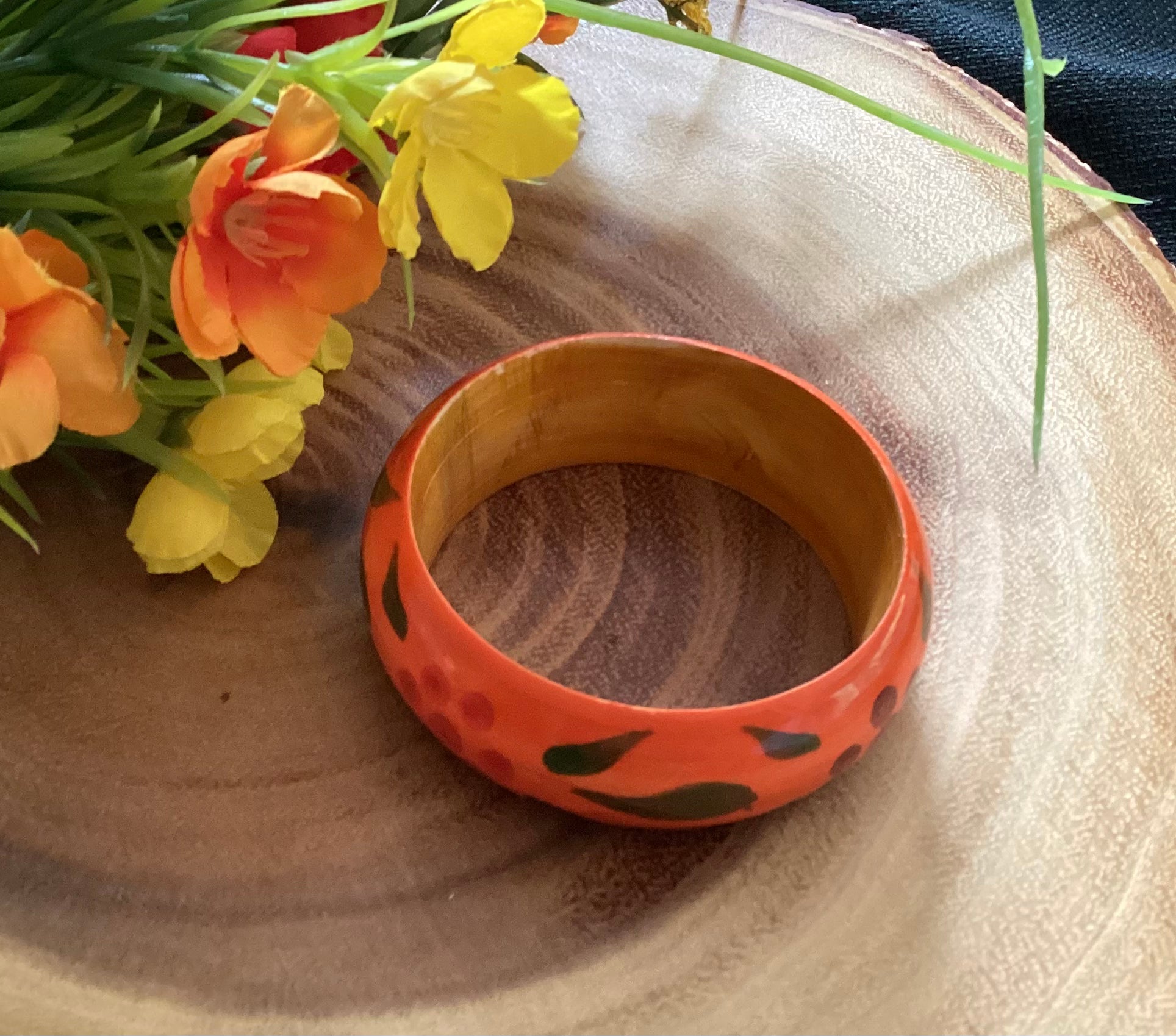 Hand Painted Wooden Bracelet/ Kada