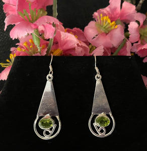 Green Stone Pure Silver Dangle Earrings