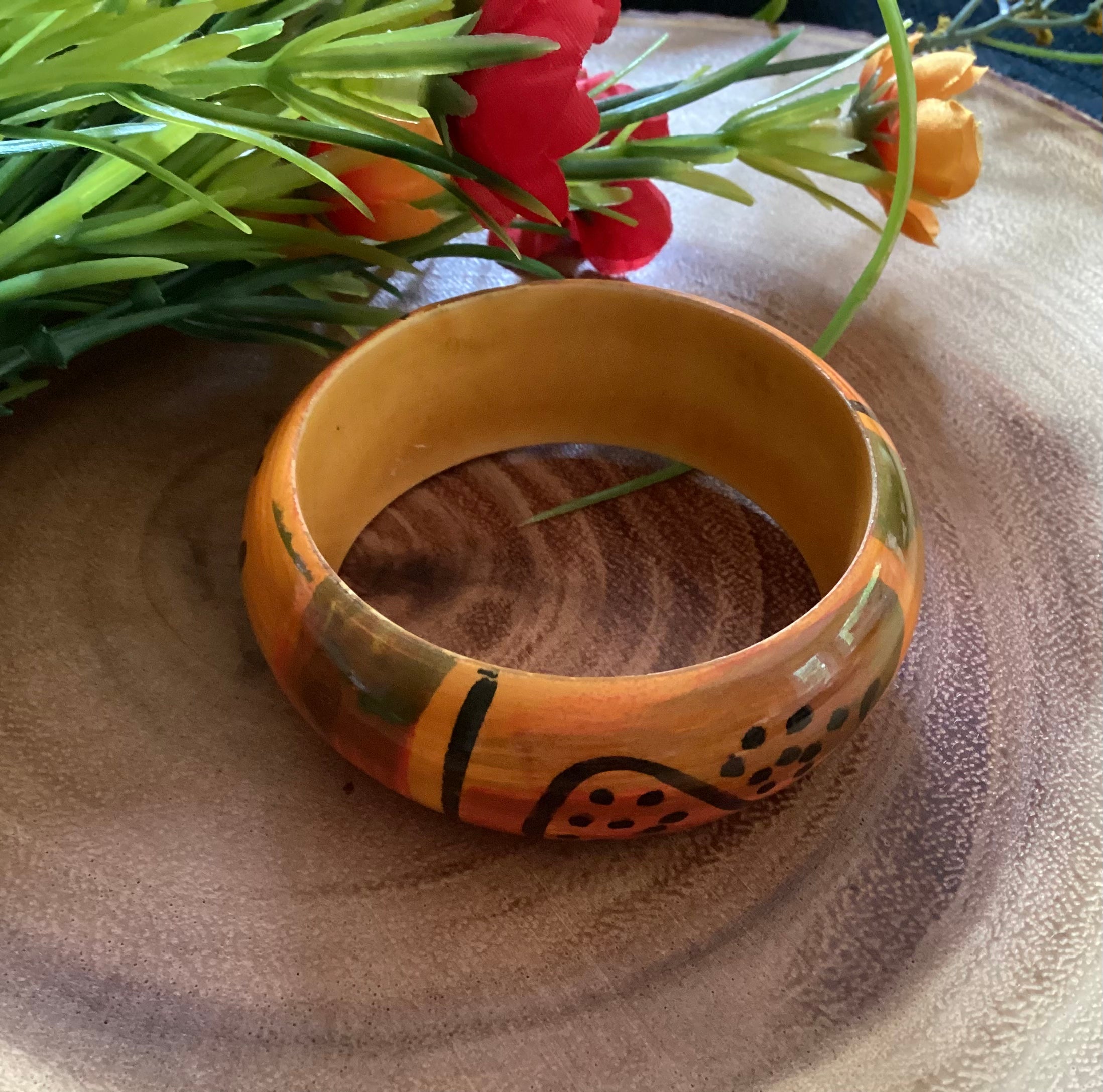 Hand painted wooden on sale bangles